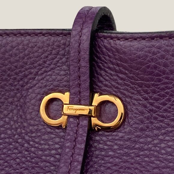 Salvatore Ferragamo Gina Mirtillo Leather Tote Bag - Picture 3 of 11